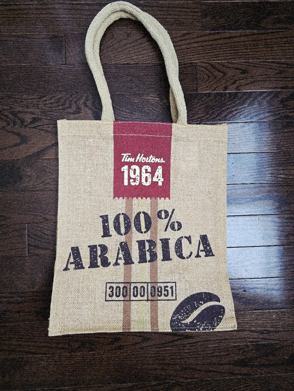 Tim Hortons 1964 Jute Tote Bag Shopper Beach Travel Grocery 100% Arabica Coffee